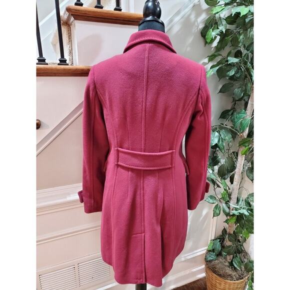 Land's End Women's Red Solid Wool Long Sleeve Collared Mid Length Coat Size 4 - Picture 6 of 13